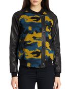 Gryphon Camo Leather Combo Varsity Jacket - Lyst