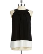 Calvin Klein Faux Leather Accented Tank - Lyst