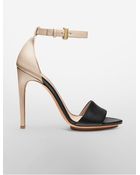 Calvin Klein Two-Tone Calf Faceted Bar Sandal - Lyst