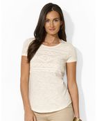 Lauren by Ralph Lauren Embroidered Cotton Tee Shirt - Lyst