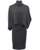 Brunello Cucinelli Jersey Fitted Dress With Turtleneck Overlay - Lyst