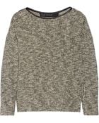 Yigal Azrouel Leather-Trimmed Cotton-Blend Sweater - Lyst