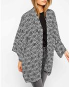 Asos Oversize Kimono In Mono Geo Print - Lyst