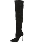 River Island Black 5 Inch & Up Cut Out Thigh High Boots - Lyst