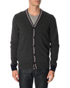 Fred Perry Grey Contrasted Three-Colour Cardigan - Lyst