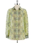 Ivanka Trump Patterned Sheer Blouse - Lyst