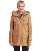 Ivanka Trump Wool Anorak With Faux Fur Trim - Lyst