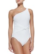 Michael Kors Draped Twisted One-Shoulder Swimsuit - Lyst
