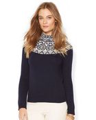 Lauren by Ralph Lauren Funnelneck Wool-Blend Sweater - Lyst