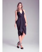 Bebe Cutout Draped Halter Dress - Lyst
