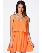Missguided Talitha Orange Chiffon Frill Skater Dress - Lyst