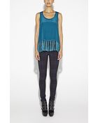 Nicole Miller Fringe Silk Top - Lyst