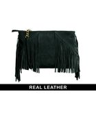 Asos Leather Clutch Bag with Tassels - Lyst