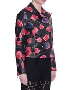 MSGM Leather Biker Jacket With Lips Print - Lyst