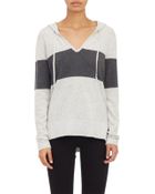Barneys New York Block-Stripe Hooded V-Neck Sweater - Lyst