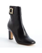 Ferragamo Black Leather 'Rupert C' Gancio Charm Side Zip Ankle Boots - Lyst