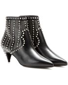 Saint Laurent Cat Leather Studded Ankle Boots - Lyst