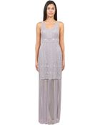 Sue Wong Column Beaded Fringe Dress - Lyst