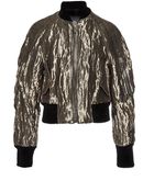 Alexander Wang Woven Metal Cropped Bomber - Lyst