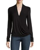 Max Studio Crossover-Front Jersey Tee - Lyst