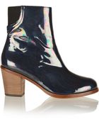 Maison Margiela Iridescent Patent-Leather Ankle Boots - Lyst