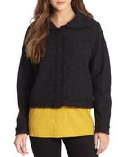 Eileen Fisher Funnel Neck Boiled Wool Jacket - Lyst