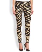 Hudson Metallic Tiger-Print Skinny Jeans - Lyst