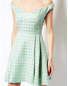 Asos Exclusive Bardot Dress In Pretty Metallic - Lyst