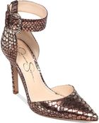 Jessica Simpson Cayna Metallic Ankle Strap Pumps - Lyst
