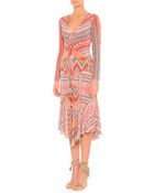Etro Long-Sleeve Ribbon Printed Silk Dress - Lyst