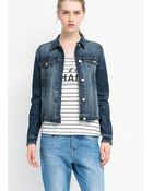 Mango Dark Denim Jacket - Lyst