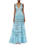 Elie Saab Sheer Backless Lace Gown - Lyst