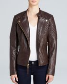 MICHAEL Michael Kors Jacket - Missy Leather Quilted Moto - Lyst