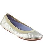 Yosi Samra Samra Metallic Ballet Flat Gold Leather - Lyst