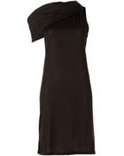Rick Owens Draped Cowl Neck Dress - Lyst