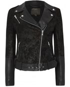Muubaa Anlu Black Floral Suede & Leather Biker Jacket - Lyst