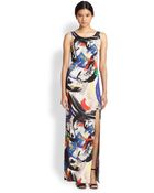 Line & Dot Brushstroke-Print Maxi Dress - Lyst