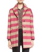 RED Valentino Button-Front Striped Wool Blanket Coat - Lyst