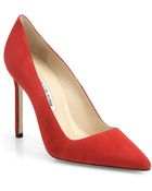 Manolo Blahnik Bb Suede Point-Toe Pumps - Lyst