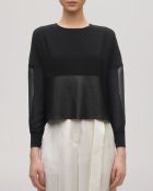Whistles Top - Faux Leather Trim - Lyst