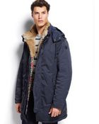 Armani Jeans Rabbit Fur-collar Coat - Lyst
