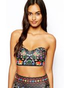 Asos Tapestry Print Soft Longline Bandeau Bikini Top - Lyst