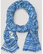 Tory Burch Watercolor Striped Oblong Scarf - Lyst