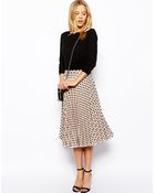 Asos Spot Pleat Midi Skirt - Lyst