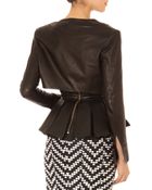 Balmain Leather Drapeneck Crop Top - Lyst