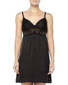 Josie Satin & Floral-Lace Solid Chemise - Lyst