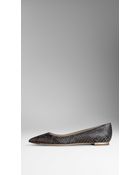 Burberry Pointtoe Python Ballerinas - Lyst