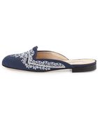Oscar de la Renta Elsa Embroidered Mule Slide - Lyst