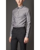 Burberry Slim Fit Microcheck Cotton Shirt - Lyst