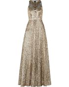 Badgley Mischka Embellished Metallic Jacquard Gown - Lyst